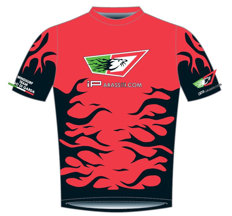 Lycra rossa iParassiti, fronte col logo